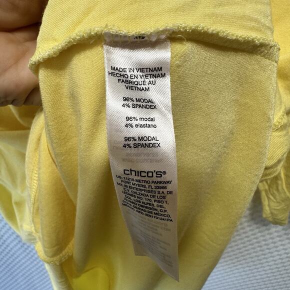 Chico's Butter, Yellow, Two Ply Women's Solid V Neck Top 3/4 Sleeve Size 2 Large - Picture 3 of 6
